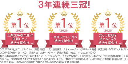 士業従事者が選ぶ依頼したい終活支援会社No.1・一生任せたいと思う終活支援会社No.1・安心と信頼を感じる終活支援会社No.1